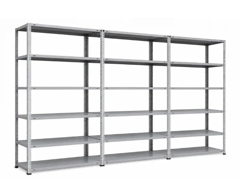 SCHULTE MULTIplus Schraubregal Komplettanlage – Regalzeile aus 3 Feldern mit Grund- und Anbauregalen